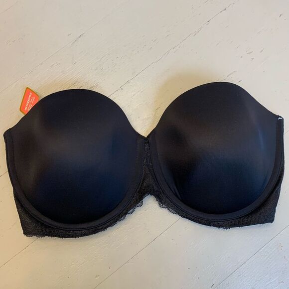 NWT Lilyette black strapless underwired balconette bra size 40DD - Picture 1 of 8
